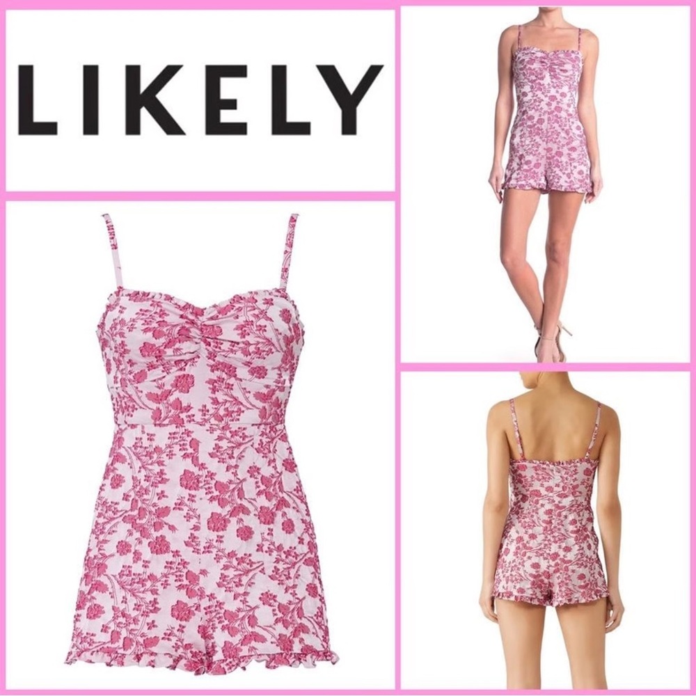 LIKELY Hyland Romper Pink Florals and Ruffles Size 0 - Picture 1 of 5